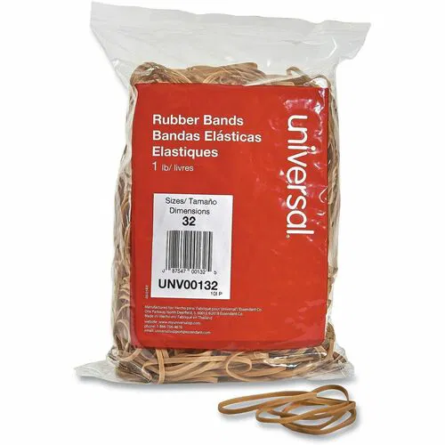 Universal Rubber Bands, Size #32, 3" x 0.1", 70% Rubber, Beige, FDA Compliant, 820/PK