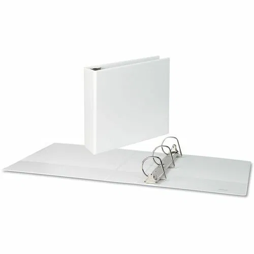 Universal Slant D Ring Binder, 3" Capacity, 600-Sheet, 11" x 8.5", Polypropylene, White, 2 Inside Pockets