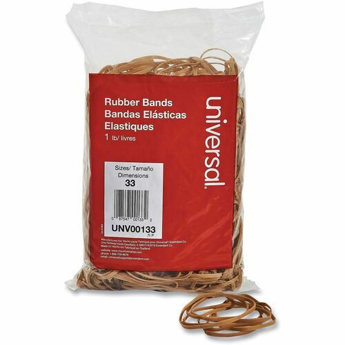 Universal Rubber Bands, Size #33, 3.5 in x 0.1 in, Beige, Elastic, Meets FDA Food Contact, 640/PK