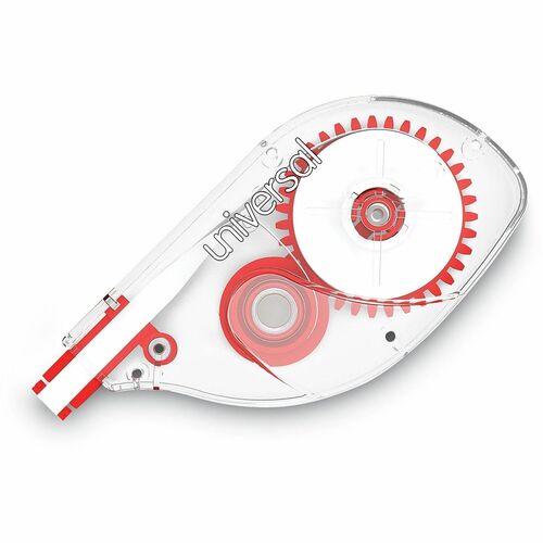 Universal Correction Tape, 0.20" W x 32.75 ft, 1-Line White Tape, Transparent Case, Ergonomic, Non-Refillable, 6/PK