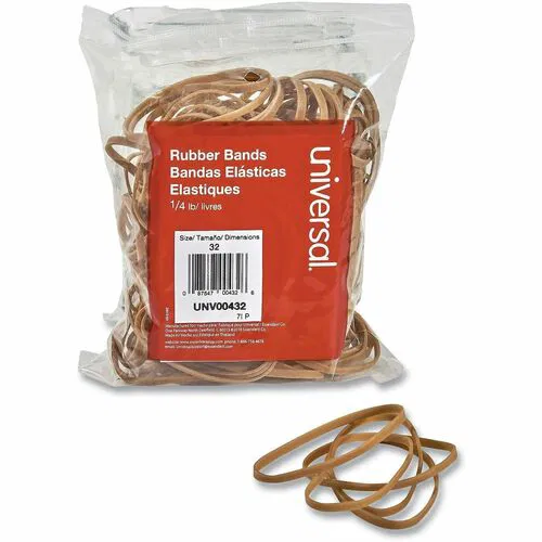 Universal Rubber Bands, Size #32, 3" x 0.1", 70% Rubber, Beige, Elastic, 205/PK