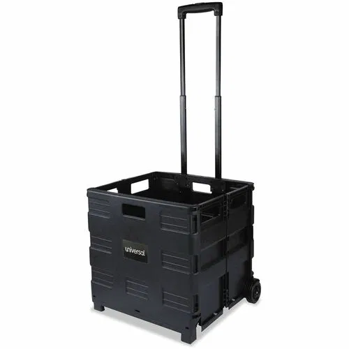 Universal Collapsible Mobile Storage Crate, Plastic, Telescoping Handle, Wheels, 18.25" W x 15" D x 18.25-39.37" H, 1.7 cu ft, 60 lb