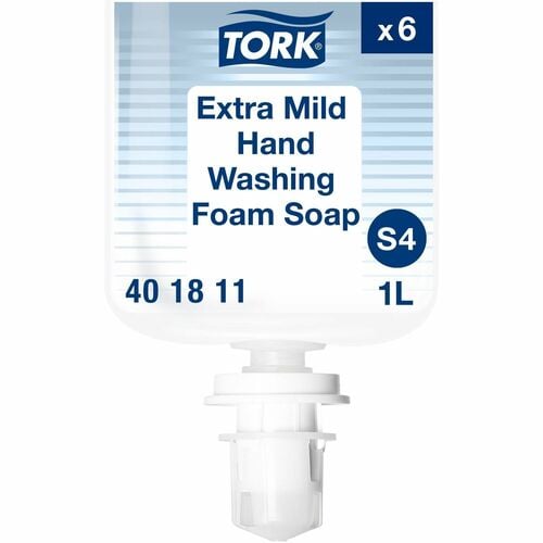 Tork Foam Soap, Extra Mild, 1.06 Quart, Fragrance-Free, Moisturizing, Refillable, for S4 Skincare Dispensers, 6/CT