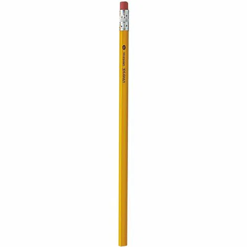 Universal Wood Pencil, HB/#2 Black Lead, Yellow Hexagonal Wood Barrel, Smudge-Free Eraser, 144/Box