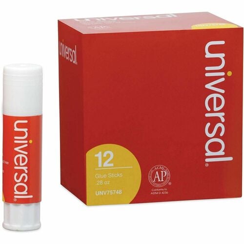 Universal Glue Stick, 0.28 oz Twist-Up, Dries Clear, Washable, Acid-Free, Non-Toxic, Wrinkle-Free, 12/PK