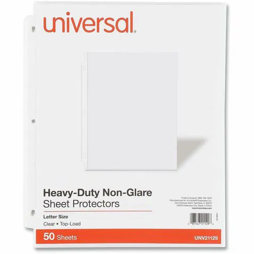 Universal Sheet Protector, 2-Sheet Capacity, Letter 8.5" x 11", 3-Hole Punched, Polypropylene, Clear, Top-Loading, Reinforced Edge, 50/PK