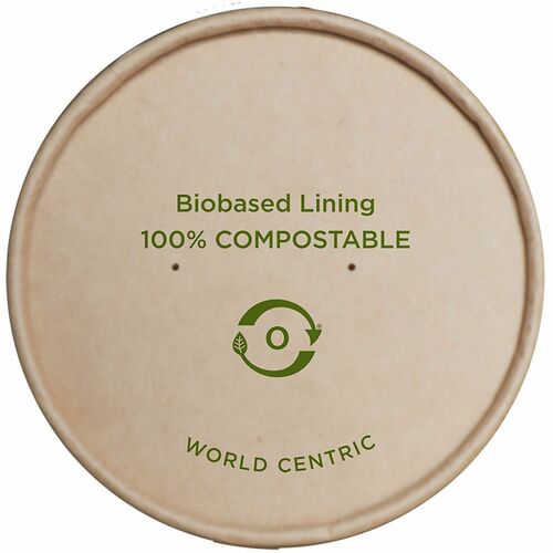 No Tree Compostable Kraft Paper Lids - Round - Paper, Kraft - Natural - 500 / Carton