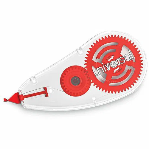 Universal Correction Tape, 0.20" x 26.25 ft, 1-Line Coverage, White, Clear/Red Dispenser, Non-Refillable, 6/PK