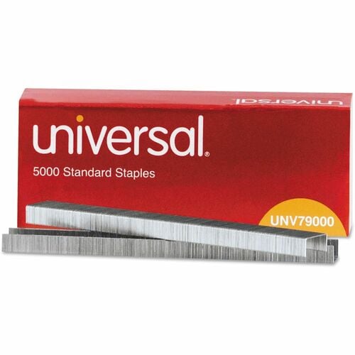 Universal Staples, Standard, 1/4" Leg x 1/2" Crown, 30-Sheet Capacity, Galvanized Steel, Chisel Point, 210/Strip, 5000/Box