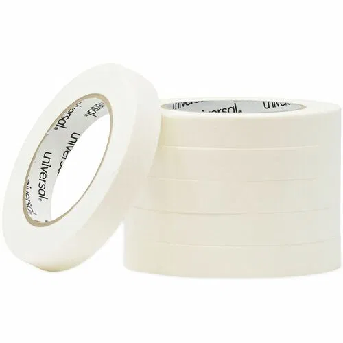 Universal Masking Tape, Removable, 3" Core, 18 mm x 54.8 m, Beige, Crepe Paper Backing, Natural Rubber Adhesive, 6/PK