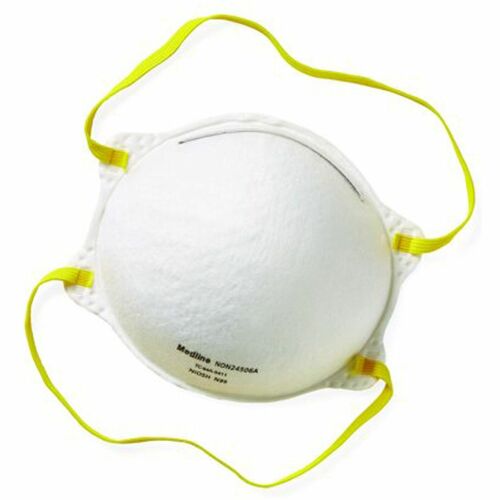 Medline Cone-Style N95 Surgical Respirator Masks - Recommended for: Surgical - Regular - Airborne Particle, Flying Particle Protection - Polyester, Metal - White - Fluid Resistant, Disposable, Latex-free - 20/Box - 12 / Carton