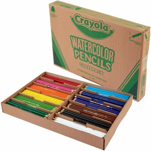 Crayola Watercolor Pencils, Classpack, 12 Colors, Pre-Sharpened, Non-Toxic, Assorted, 240/Box