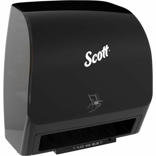 Scott Automatic Slimroll Towel Dispenser - 7.3" Height x 11.8" Width x 12.4" Depth - Plastic - Black - Automatic, Compact, Hygienic, Wall Mountable, Touch-free, Dirt Resistant, Impact Resistant, Translucent - 1 / Carton