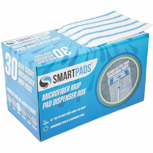Monarch Dust Mop Refill, 5" x 18", Woven Microfiber, White/Blue, Dispensing Box, for Swiffer Sweeper, Swiffer WetJet, 30/Box