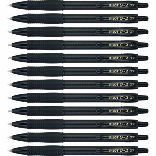 G2 Gel Pen, Edge, 0.7 mm Fine, Black Gel Ink, Tungsten Carbide Tip, Refillable, Cushioned Contoured Grip, 12/PK
