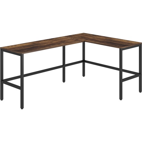 NuSparc L-Shaped Desk, Vintage Oak HPL Top, Black Powder-Coated Steel Frame, 67" W x 47.2" D x 29.2" H, 200 lb Capacity, Left-Handed