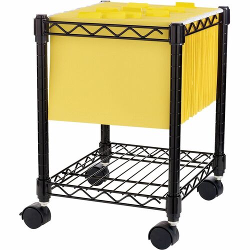 NuSparc Mobile File Cart, 15.5" W x 14" D x 19.5" H, Metal Frame, Powder-Coat Black, 4 Swivel Dual-Wheel Casters, for Letter-Size Hanging Files