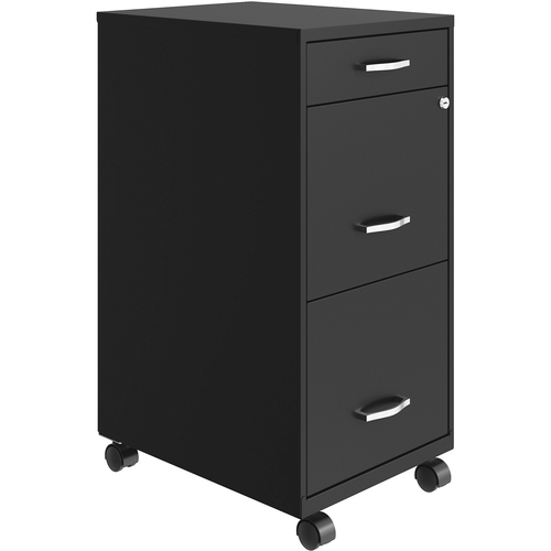 NuSparc Mobile File Cabinet, Home Office, 3-Drawer Letter-Size, 14.2 in x 18 in x 29.5 in, Locking Drawers, Painted Steel, Black