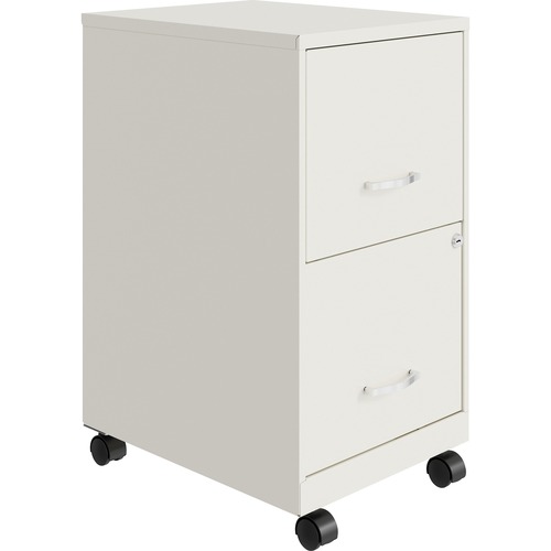 NuSparc File Cabinet, Mobile 2-Drawer, Letter Size, 14.2" W x 18" D x 26.5" H, Locking Drawers, 3/4-Extension, Smooth-Glide, White Painted Steel