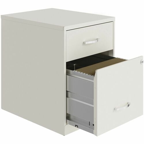 NuSparc File Cabinet, Vertical, 2-Drawer, 14.2" x 18" x 19" H, Letter Hanging Files, Locking Drawer, Steel, White
