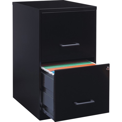 NuSparc File Cabinet, Home Office, Soho, 2-Drawer, Letter Size, 14.2" W x 18" D x 24.5" H, Steel, Black, Locking Drawers