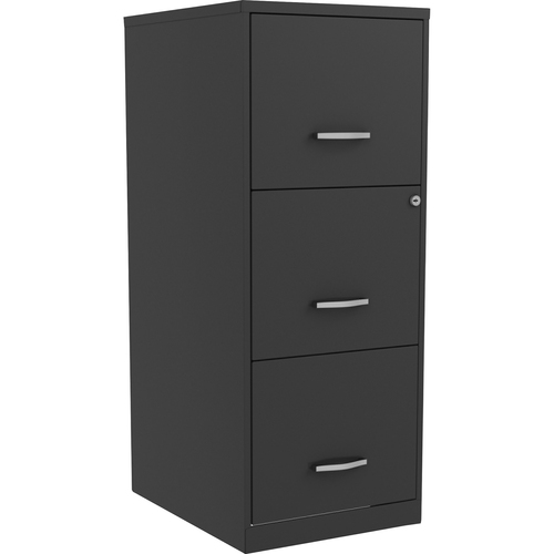 NuSparc Vertical File Cabinet, 3-Drawer, Letter Filing, 14.2" x 18" x 35.5", Black Baked Enamel Steel, Cam Lock, Glide Suspension, Anti-Tip