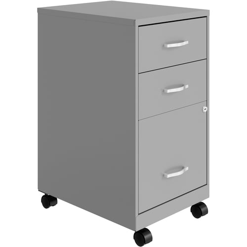 NuSparc Metal File Cabinet, 3-Drawer, Letter-Size File Drawer, 14.2" x 18" x 26.7", Lockable, Casters, Glide Suspension, Gray