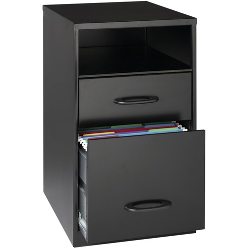 NuSparc File Cabinet, 2-Drawer Letter-Size Hanging-File, 14.2" W x 18" D x 24.5" H, Black Metal, Glide Suspension, 3/4 Drawer Extension, Anti-Tip