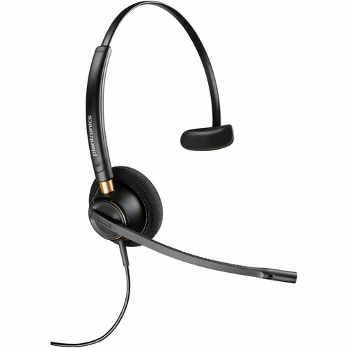 Poly EncorePro 510 with Quick Disconnect Monoaural Headset TAA - Mono - Mini-phone (3.5mm), Quick Disconnect - Wired - 20 Hz to 16 kHz - On-ear, Over-the-head - Monaural - Supra-aural - 2.58 ft Cable - Omni-directional, Noise Cancelling Microphone - Black