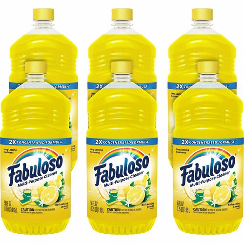 Fabuloso Multi-Purpose Cleaner - For Multipurpose, Multi Surface - Concentrate - 56 fl oz (1.8 quart) - Refreshing Lemon Scent - Rinse-free, Residue-free, Long Lasting, Pleasant Scent - Yellow - 6 / Carton