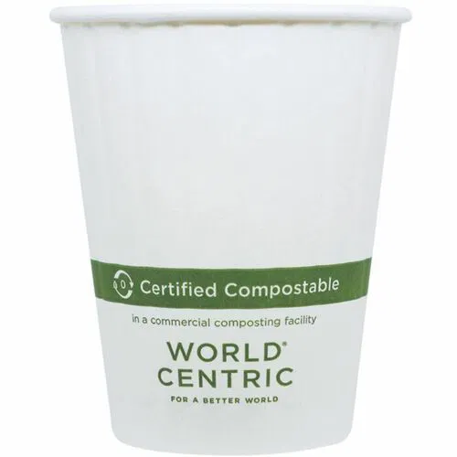 World Centric Double Wall Paper Hot Cups - 12 fl oz - Leak Proof Closure - White - Paper - Hot Drink, Coffee, Tea - 40 Cups/Pack - 25 / Carton