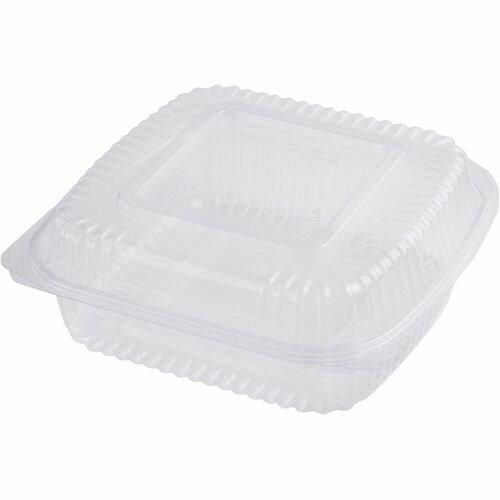 World Centric Compostable Clear Hinged Container - Food, Food Storage - Clear - Paper, Polylactic Acid (PLA) Body - 300 / Carton