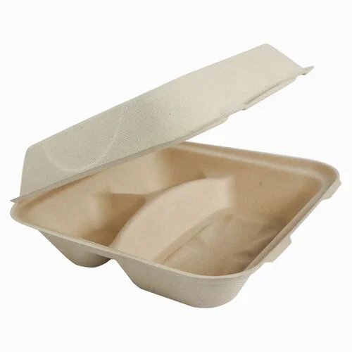 World Centric Compostable Fiber Hinged Containers - Food Storage, Food, Commercial - Natural - Fiber Body - 6 / Carton