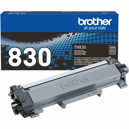 Brother TN830 Toner Cartridge, Black Laser, 1,200 Page Standard Yield, for HL-L2400D, DCP-L2640DW, MFC-L2760DW