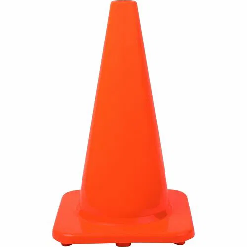 Tatco 18" Traffic Cone, Polyvinyl Chloride (PVC), Orange, Tight-Grip Base