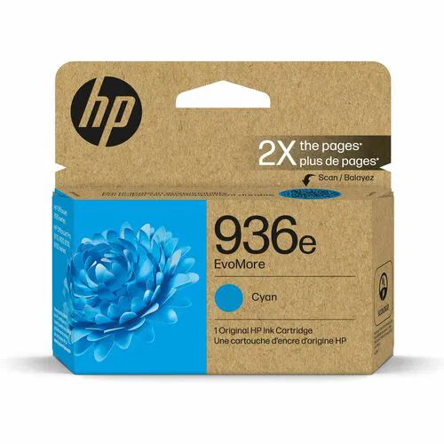 HP 936e (4S6V3LN) EvoMore Original Ink Cartridge, Cyan, High Yield 1,650 Pages, for OfficeJet Pro 9100/9700 Series