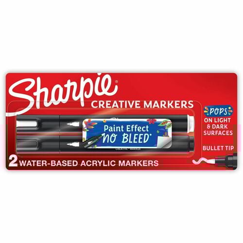 Sharpie Creative Markers, Water-Based Acrylic Markers, Bullet Tip - Bold Bullet Marker Point - Assorted Ink - Water Based - 2 / Pack