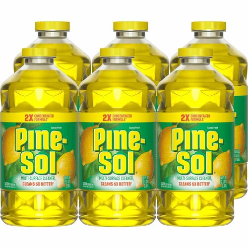 Pine-Sol Multi-Surface Cleaner - For Multi Surface - Concentrate - Liquid - 80 fl oz (2.5 quart) - Lemon Fresh Scent - Deodorize, Disinfectant, Dilutable - Yellow - 6 / Carton