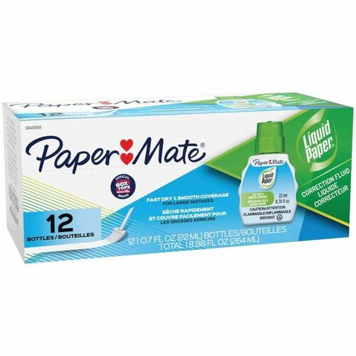Paper Mate Correction Fluid, 22 mL, Bright White, Foam Applicator, Fast-Drying