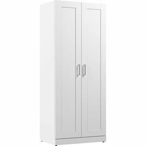 Bush Business Furniture, Storage Cabinet, Hampton Heights, 29" W x 19" D x 72" H, 2-Door, 5 Shelves (4 Adjustable), White Thermofused Laminate