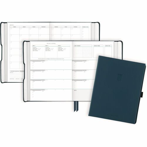 At-A-Glance Foundation Planner, Undated Weekly/Monthly, Small 5.5" x 8.5", Blue Faux Leather, Wire-Bound, Magnetic Closure, Sticker Sheet