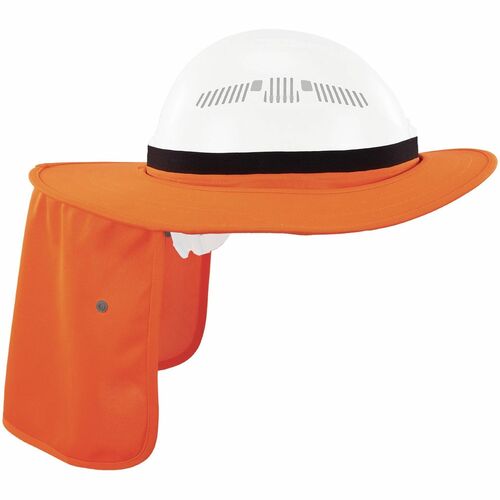 Ergodyne Chill-Its Safety Hat Brim/Neck Shade, Universal, 20" W x 9" L, UPF 50+, Silicone-Lined Elastic, Orange, for Hard Hats