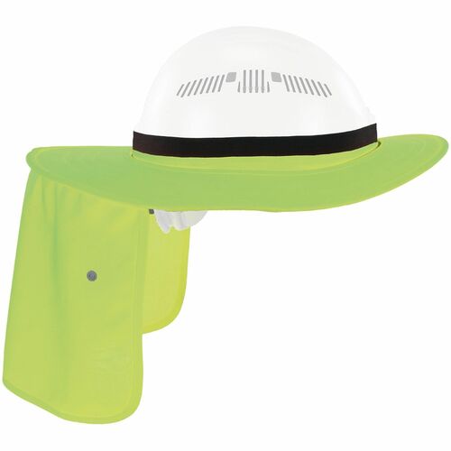 Ergodyne Chill-Its Safety Hat Brim Neck Shade, Universal Hard Hat Attachment, 20" W x 9" L, UPF 50+, Silicone-Lined Elastic, Lime