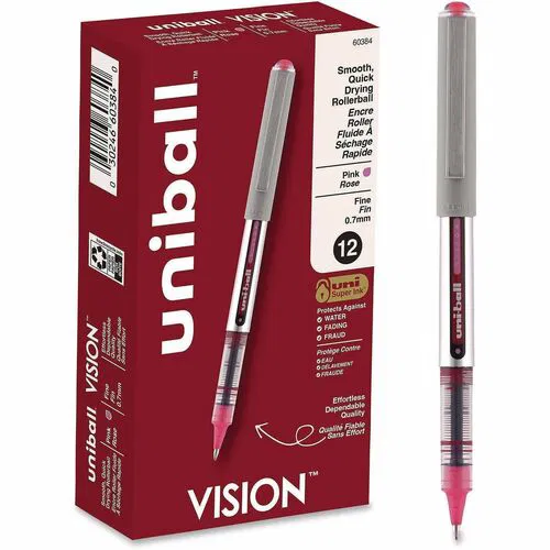 uni® Vision Rollerball Pen - Passion Pink Ink - Liquid - Writing - 12 / Dozen