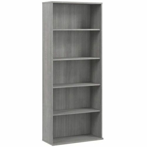 Bush Business Furniture Hustle Tall 5 Shelf Bookcase - 72" Height x 30" Width x 13" Depth - 5 Shelve(s) - 3 Adjustable Shelf(ves) - Material: Plastic, Metal, Thermofused Laminate (TFL), Engineered Wood - Finish: Platinum Gray - Durable, Scratch Resistant,