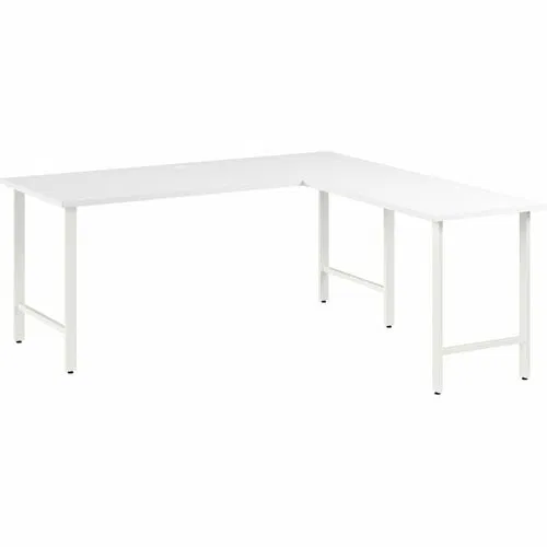 Bush Business Furniture Computer Desk, L-Shaped, Hustle, 72" W x 30" D, White Thermofused Laminate, Metal Legs, 200 lb Capacity, Cable Grommets