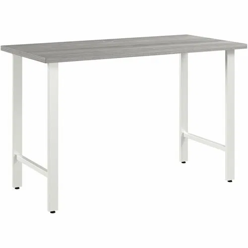 Bush Business Furniture Hustle Computer Desk, 48" W x 24" D, Platinum Gray Thermofused Laminate Top, Metal Legs, 200 lb Capacity, Grommet