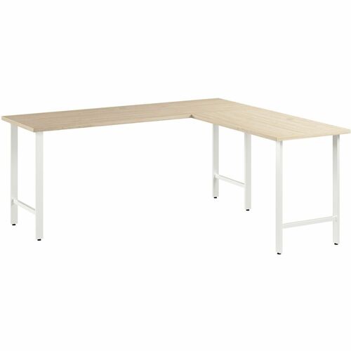 Bush Business Furniture Hustle L-Shaped Computer Desk, 72" W x 24" D, Natural Elm TFL, Metal Legs, 200 lb Capacity, Grommets