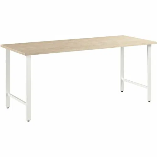 Bush Business Furniture Hustle Computer Desk, Office, 72" W x 30" D, 200 lb Capacity, Natural Elm Finish, Metal Legs, Cable Management Grommet