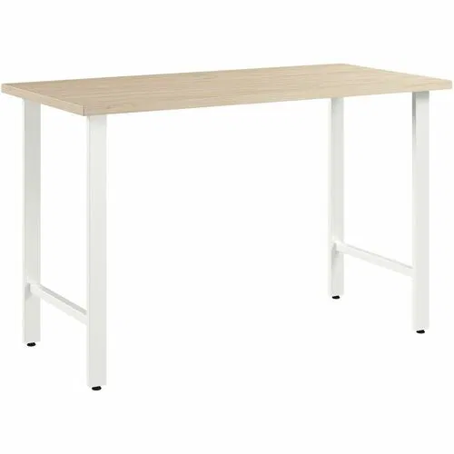 Bush Business Furniture Hustle Computer Desk, 48" W x 24" D, Natural Elm Thermofused Laminate Top, Metal Legs, 200 lb Capacity, Cable Grommet